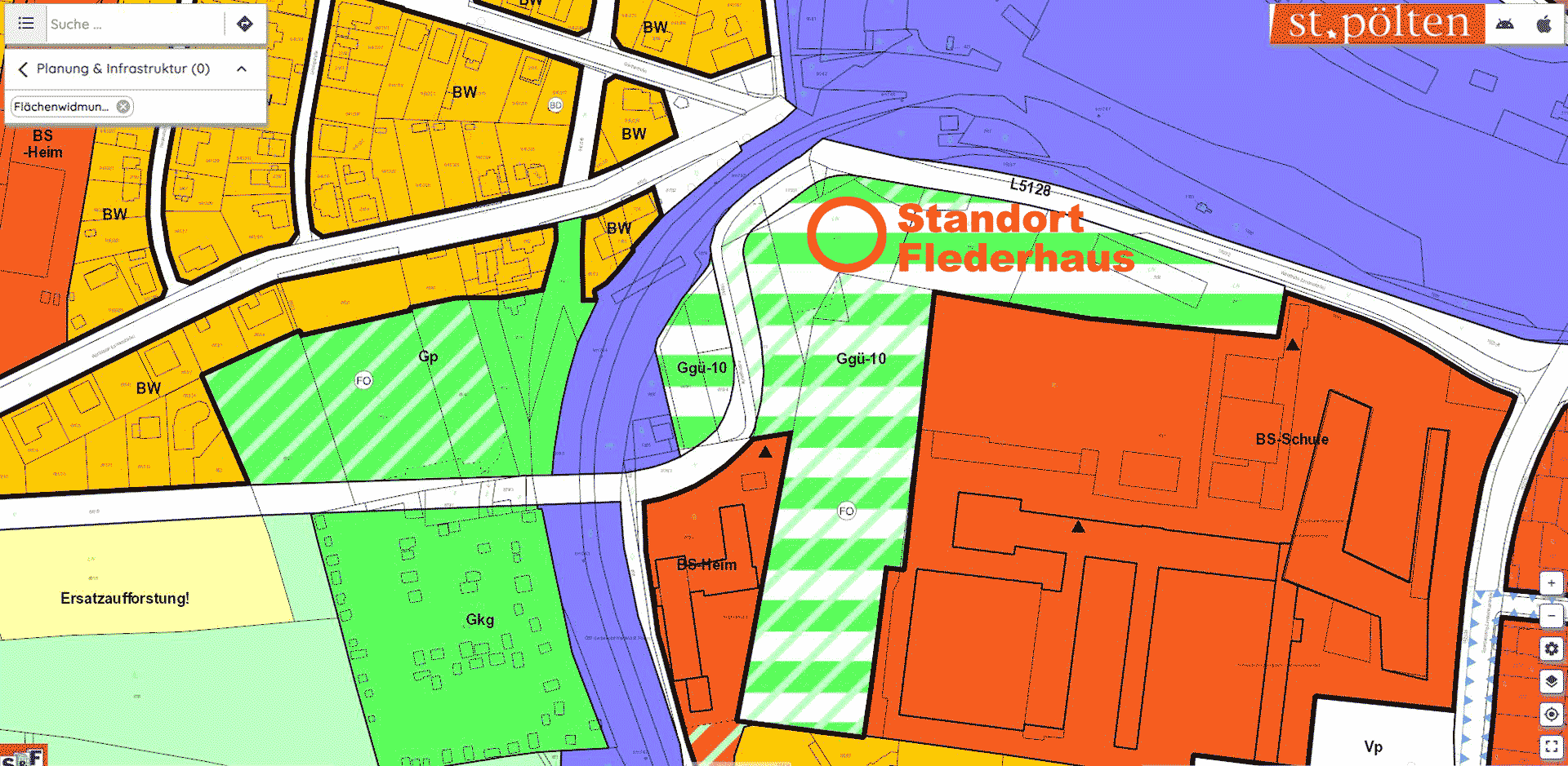 Standort Flederhaus im Flächenwidmungsplan