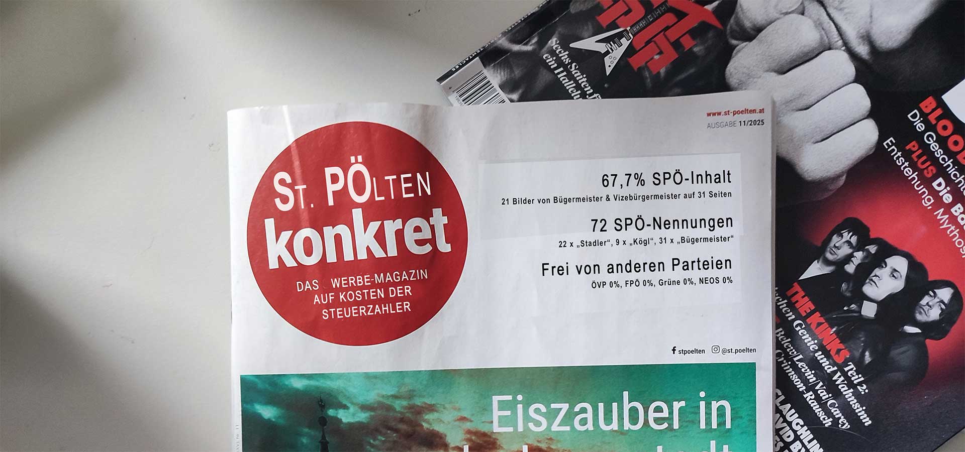 Geändertes Titelblatt der Stadtzeitung von St. Pölten