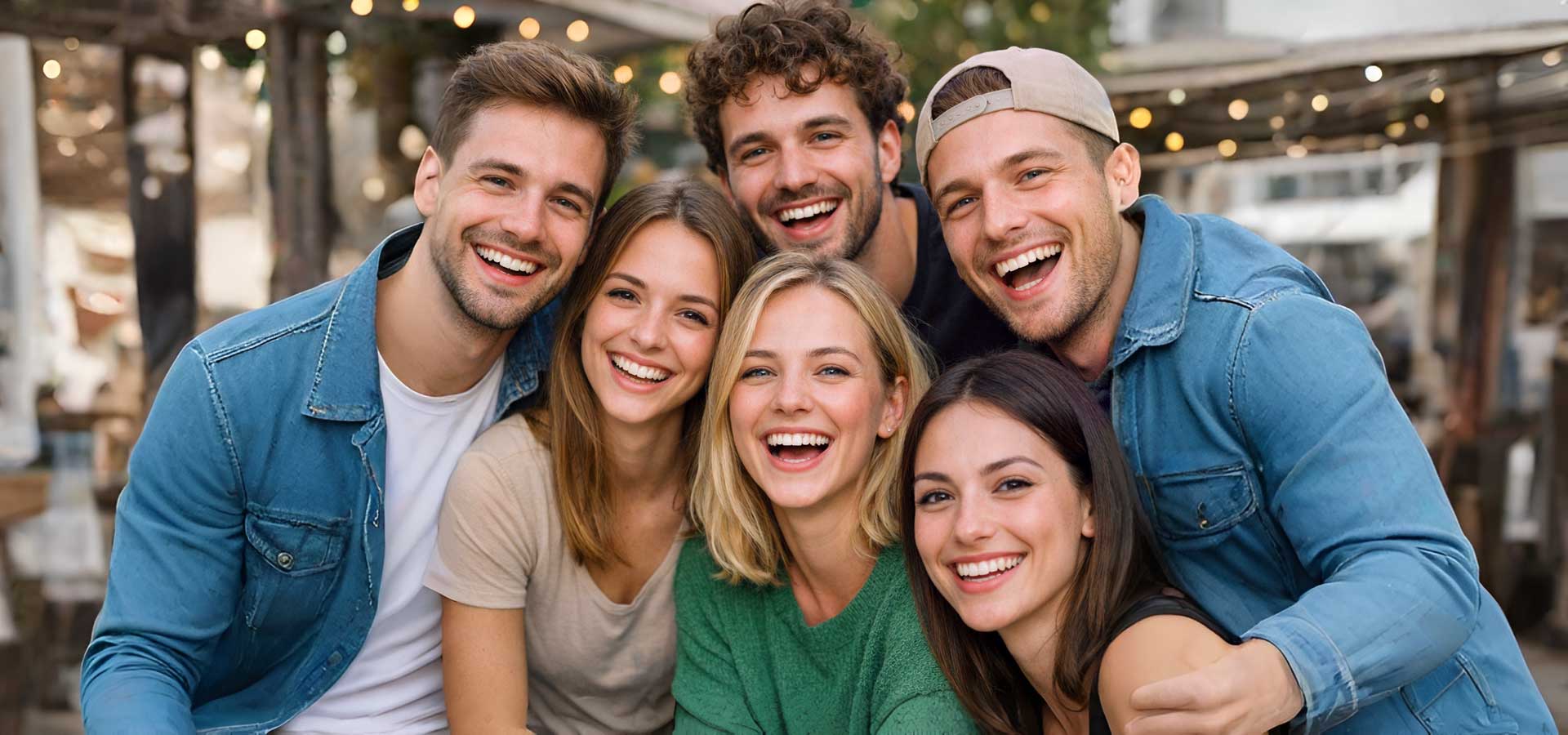 Veranstaltungsreihe für Junge in St. Pölten: Eine Gruppe befreundeter junger Menschen lacht in die Kamera
